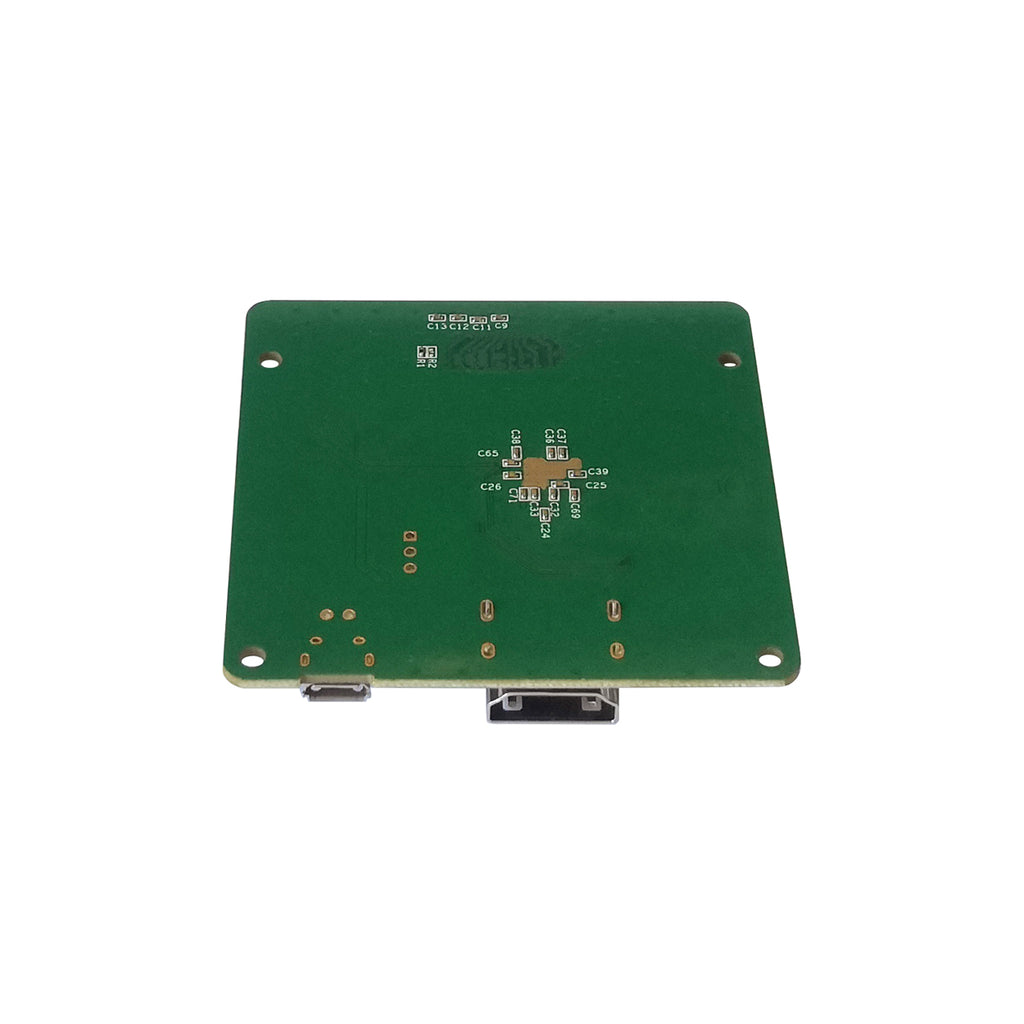 Driver board for 1.03 inch Micro OLED display, top view showing PCB layout, HDMI/USB-C input ports and signal routing