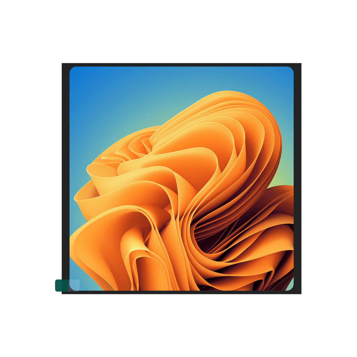 Front view of the 10-inch 1200 × 1200 square IPS TFT display showing an orange abstract image