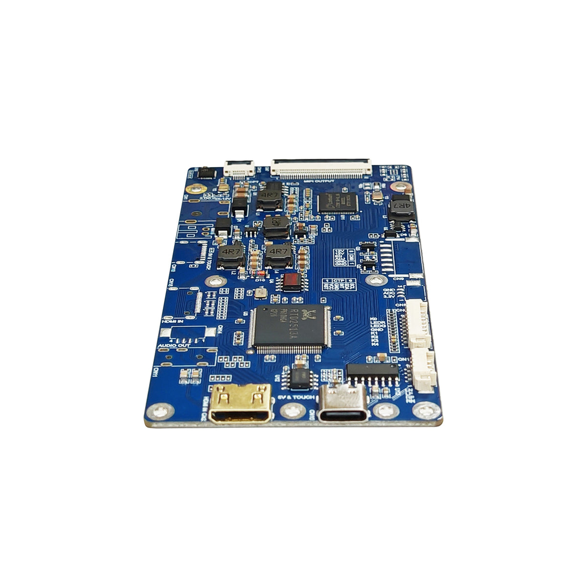 Close-up of the HDMI driver board for the 10-inch square TFT display, showing HDMI and USB-C ports