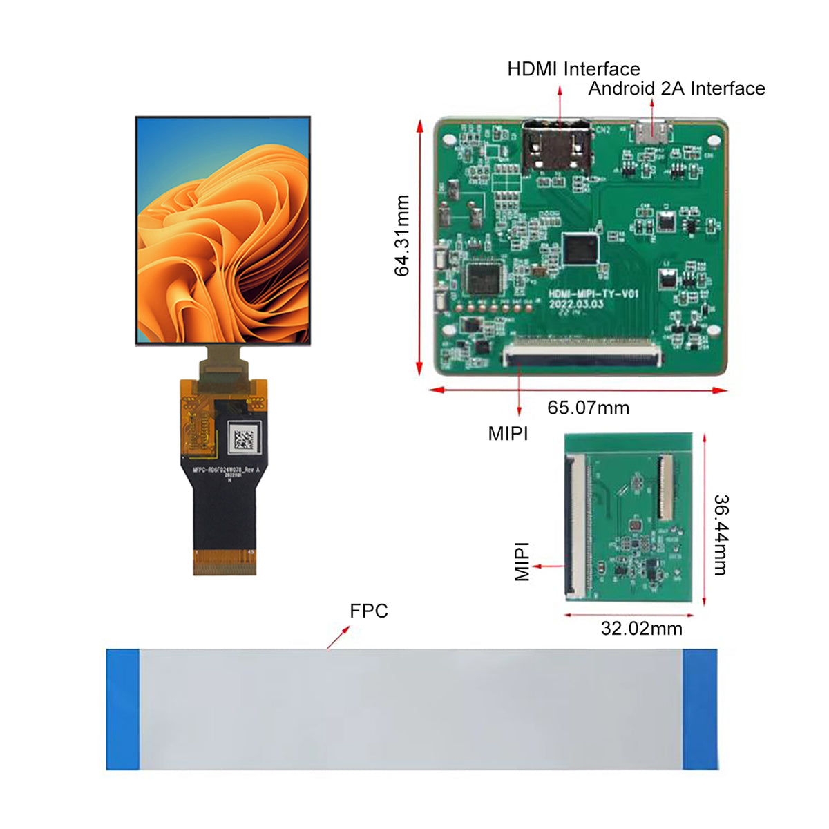 2.4 Inch AMOLED Display with HDMI Board