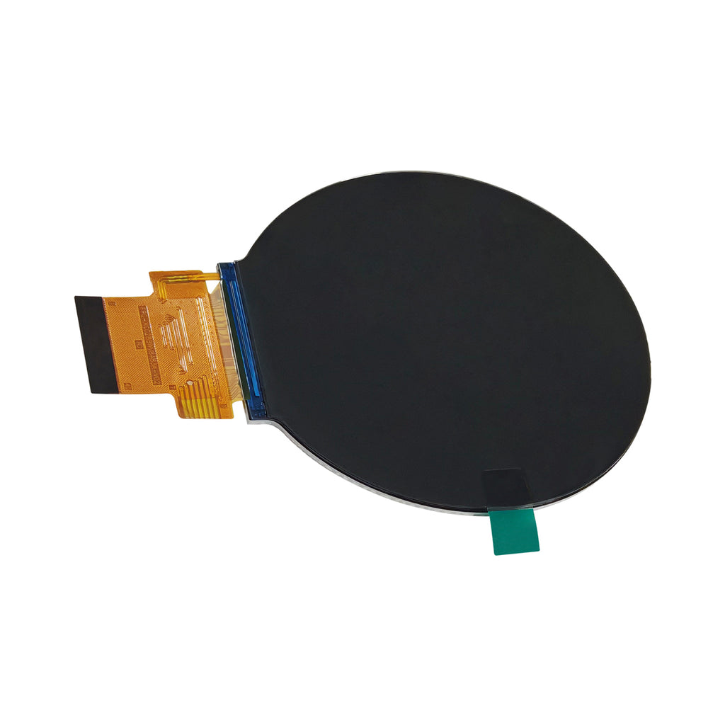 2.8 inch round TFT display panel viewed at an angle with the screen off