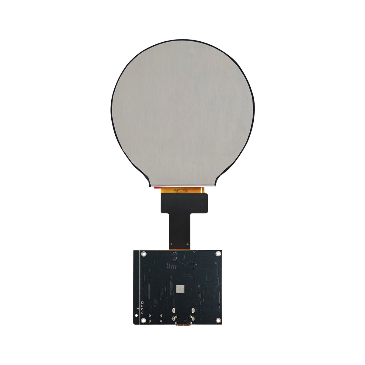 4-inch round TFT LCD display with attached control board, rear view