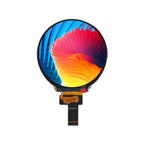 4-inch round TFT LCD display front view with a colorful test image