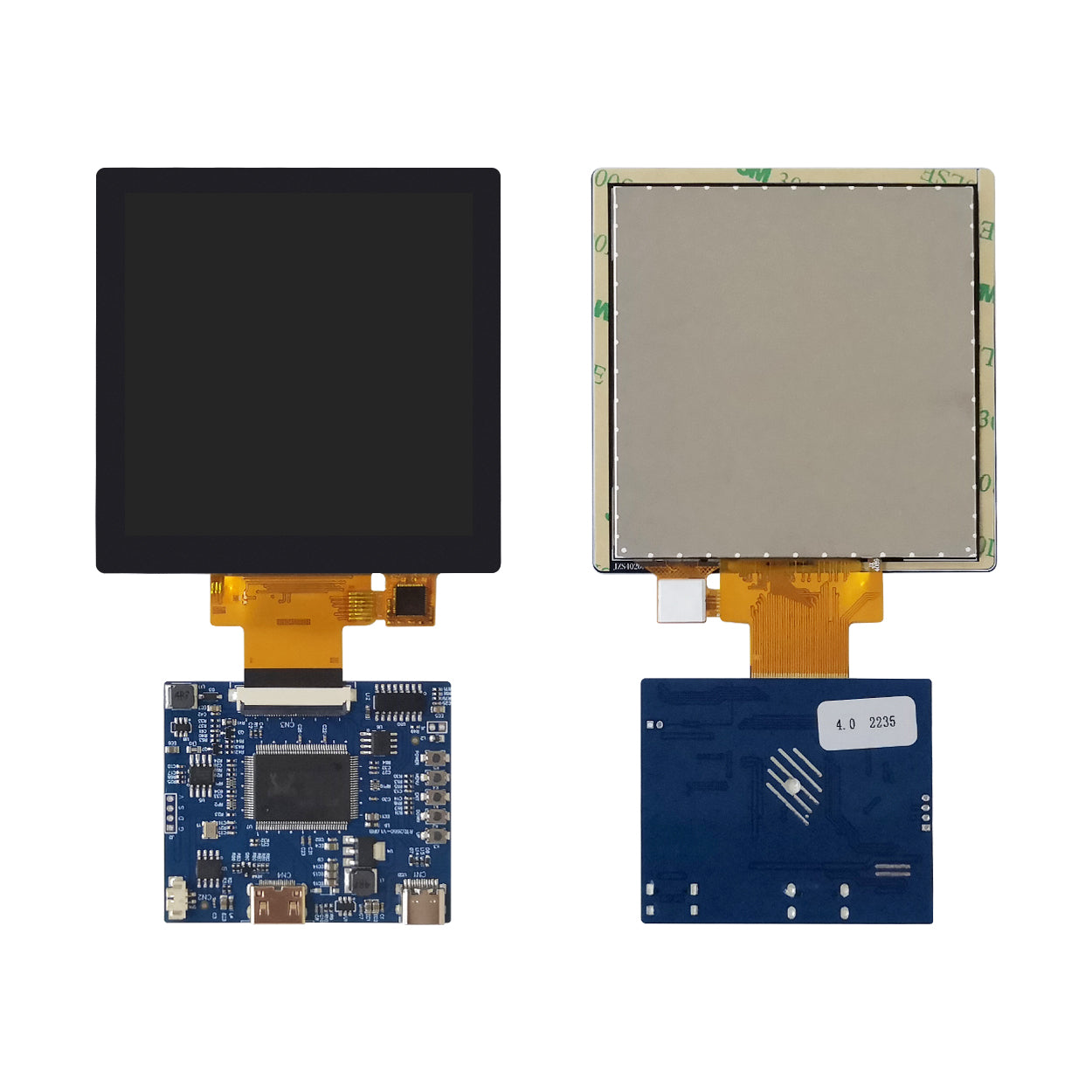 4 inch square TFT display screen, 450 cd/m² brightness, operating temperature -20°C to 70°C