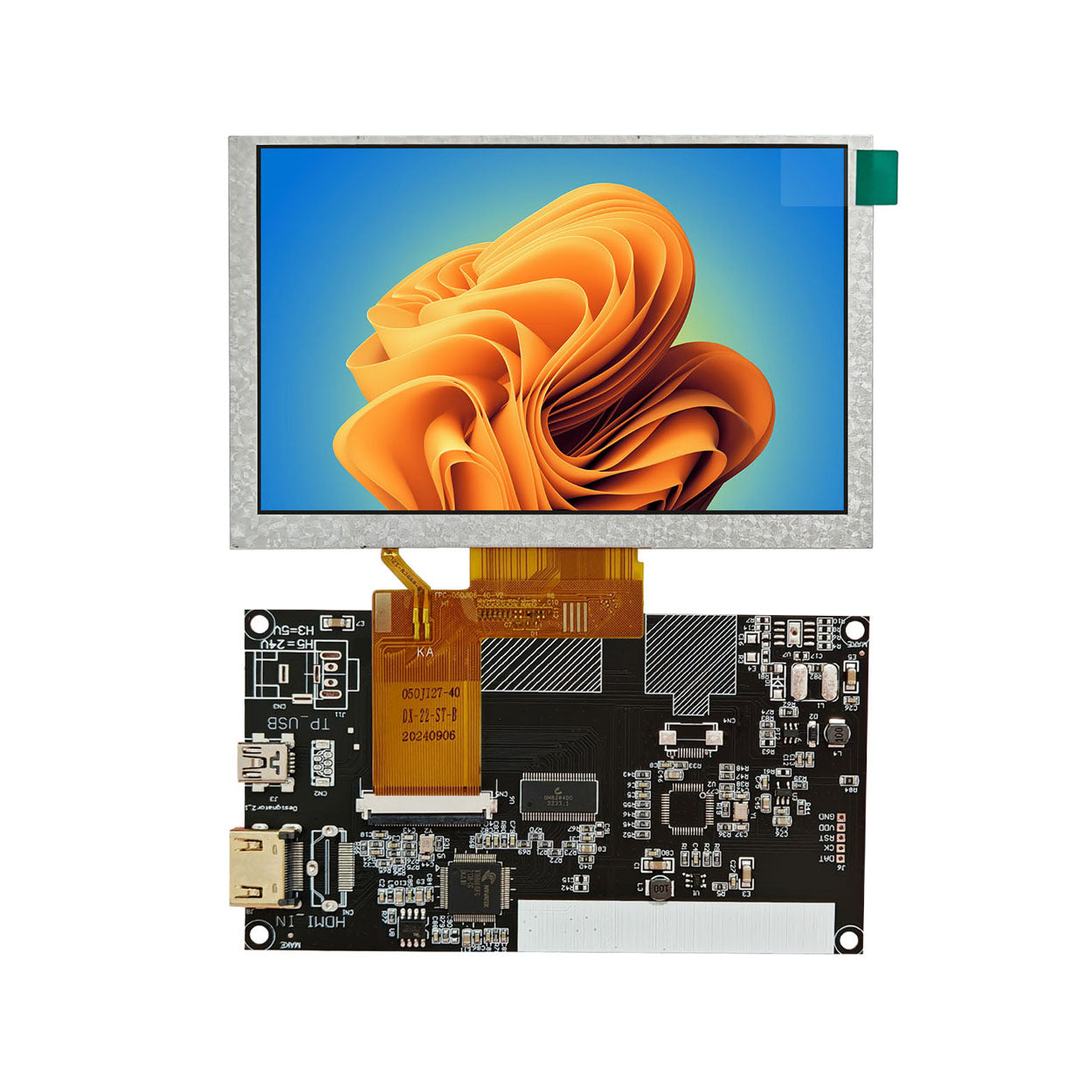 5 Zoll TFT-LCD-Displaymodul 800×480 RGB 40-polig mit HDMI-Treiberplatine