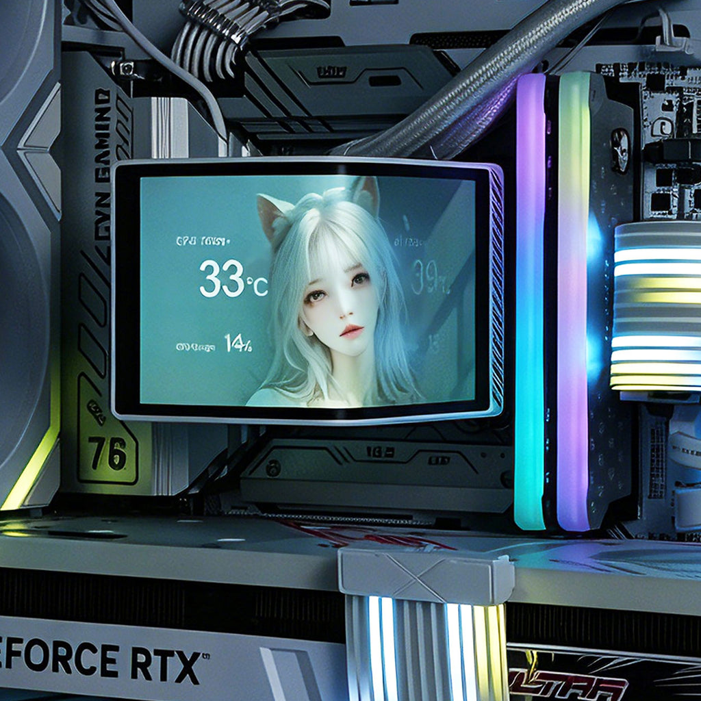 6.5 Inch 2K AMOLED Curved Water Cooled Secondary Screen Installed in PC Case Real Scene