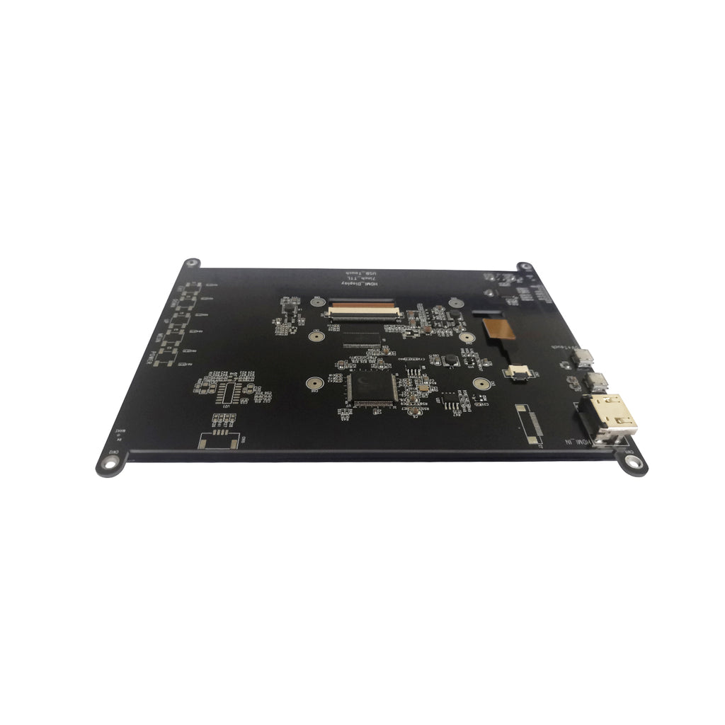 Angled view of 7-inch TFT LCD display module with controller board