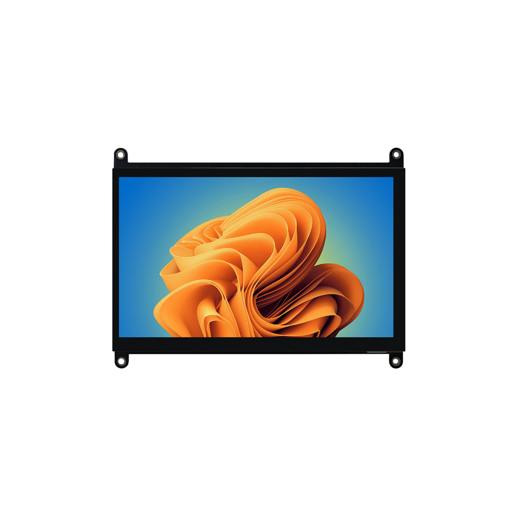 7-inch TFT LCD display module front view showing a bright test image